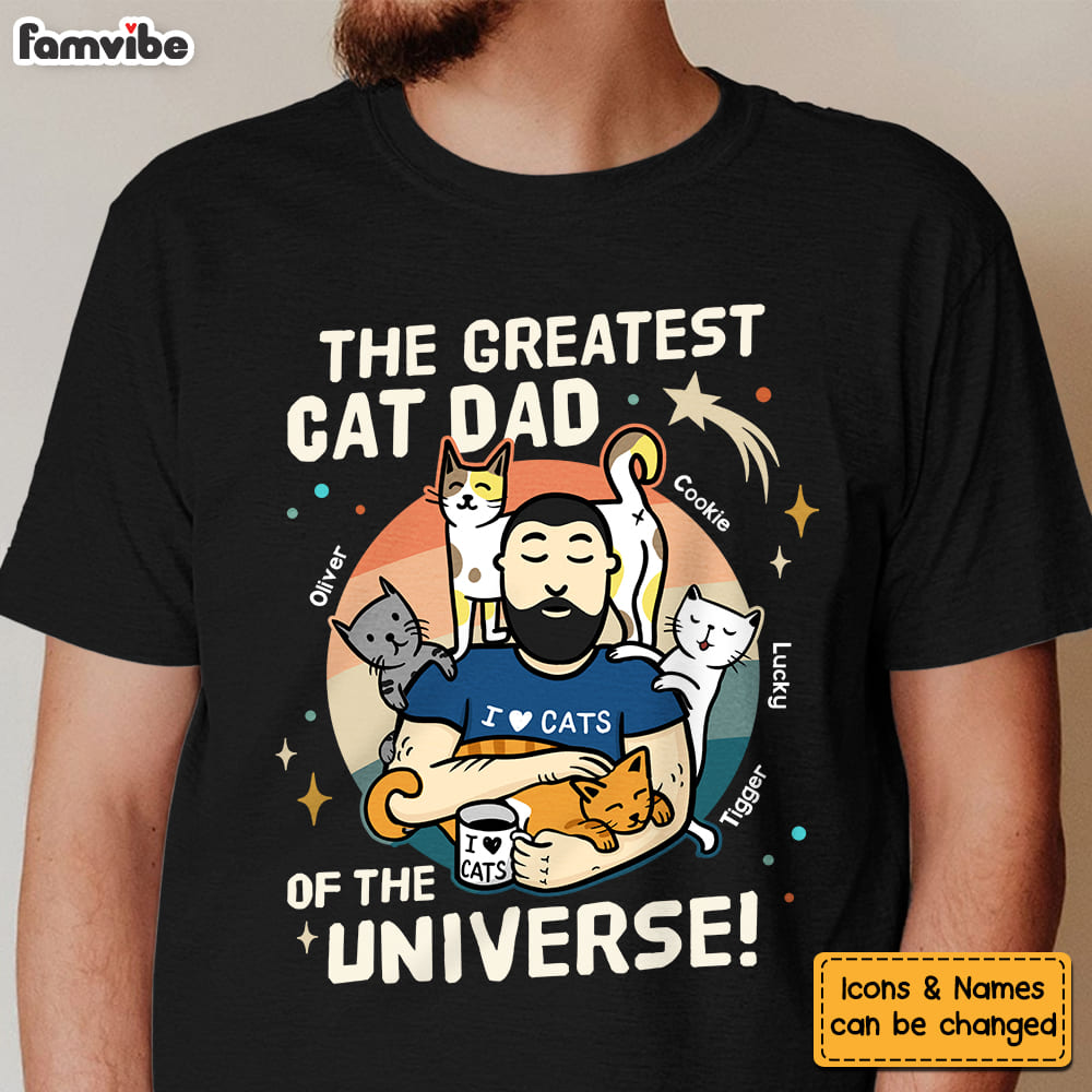 Personalized Gift For Greatest Cat Dad Of The Universe Shirt Hoodie Sweatshirt 25350 Primary Mockup