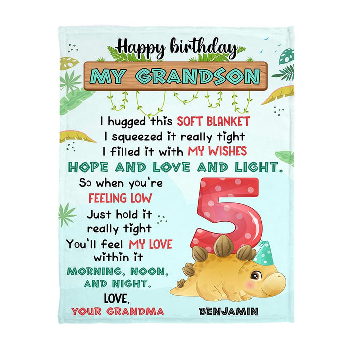 Personalized Dino Grandson Hug This Blanket 25355 1