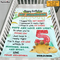 Personalized Dino Grandson Hug This Blanket 25355 thumb 1