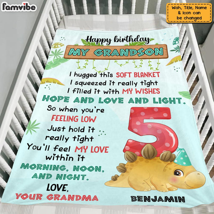Personalized Dino Grandson Hug This Blanket 25355 1
