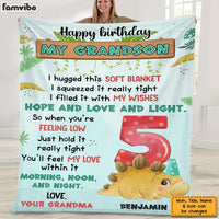 Personalized Dino Grandson Hug This Blanket 25355 thumb 1