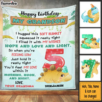 Personalized Dino Grandson Hug This Blanket 25355 thumb 1