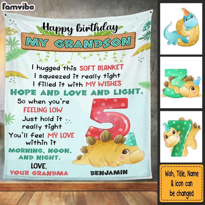 Personalized Dino Grandson Hug This Blanket 25355 1