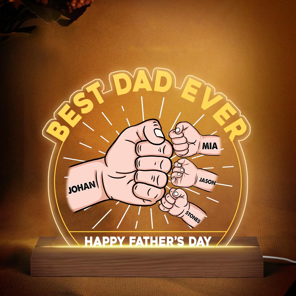 Personalized Gift For Dad Fist Bump Happy Father's Day Plaque LED Lamp Night Light 25368 Primary Mockup