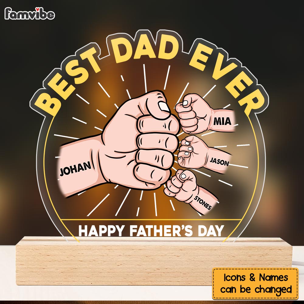 Personalized Gift For Dad Fist Bump Happy Father's Day Plaque LED Lamp Night Light 25368 Primary Mockup