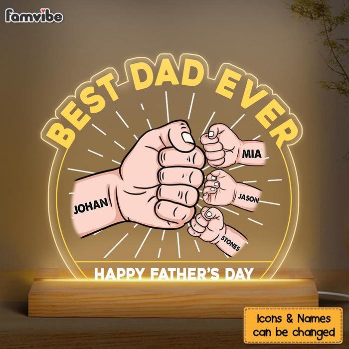 Personalized Gift For Dad Fist Bump Happy Father's Day Plaque LED Lamp Night Light 25368 1