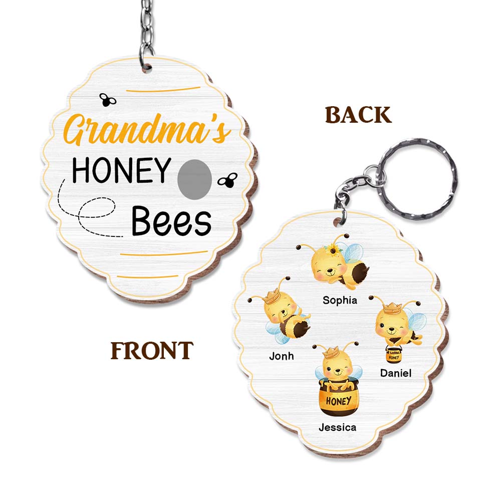 Personalized Grandma's Honey Bees Wood Keychain 25373 Primary Mockup