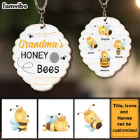 Personalized Grandma's Honey Bees Wood Keychain 25373 thumb 1