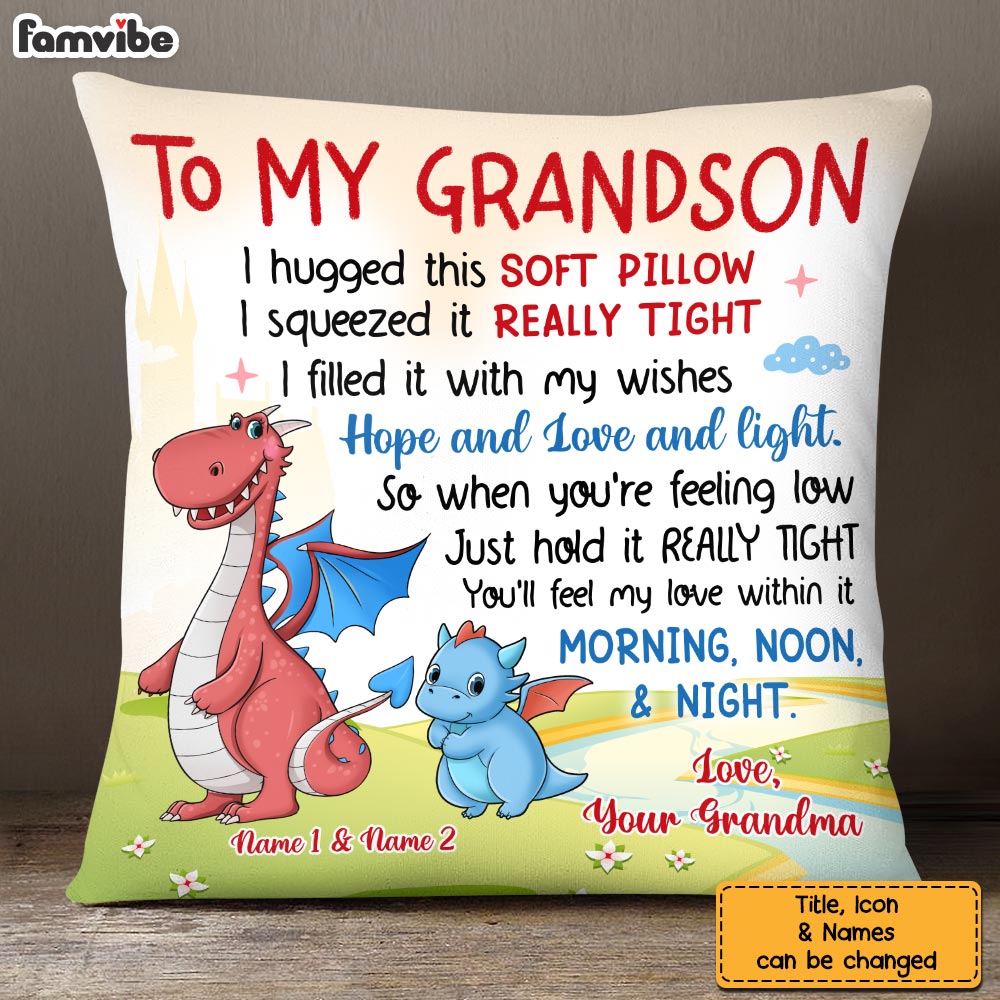 Personalized Dragon Grandson Hug This Pillow 25376 Primary Mockup