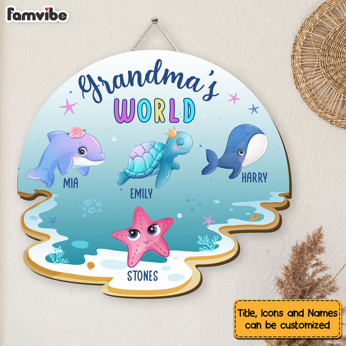 Personalized Grandma Ocean World Wood Sign 25377 1