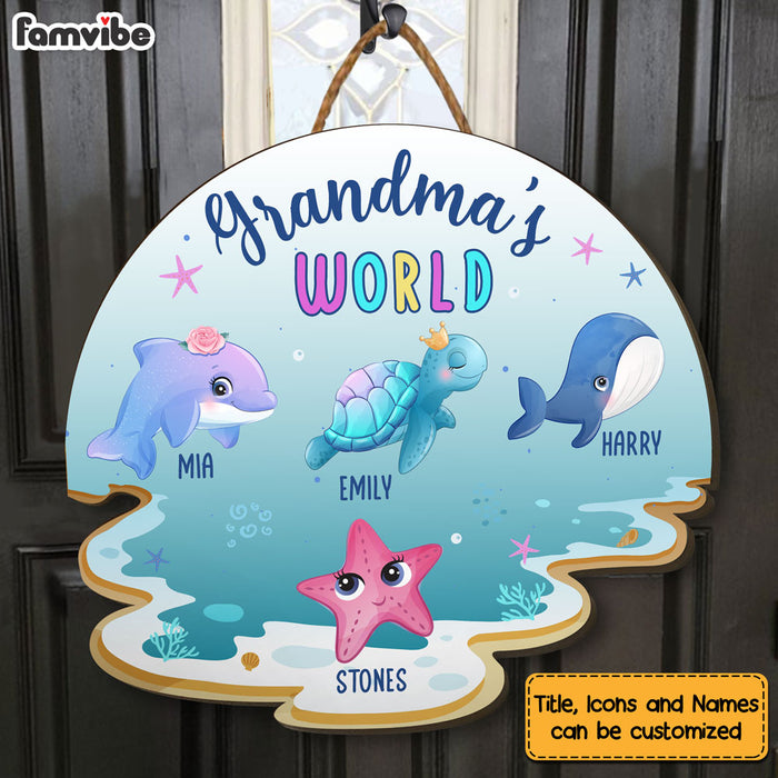 Personalized Grandma Ocean World Wood Sign 25377 1
