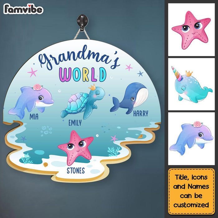 Personalized Grandma Ocean World Wood Sign 25377 1