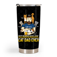 Personalized Bearded Beer Lovin' Cat Dad Steel Tumbler 25383 thumb 1