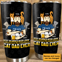 Personalized Bearded Beer Lovin' Cat Dad Steel Tumbler 25383 thumb 1