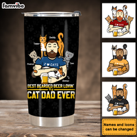 Personalized Bearded Beer Lovin' Cat Dad Steel Tumbler 25383 thumb 1