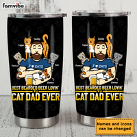 Personalized Bearded Beer Lovin' Cat Dad Steel Tumbler 25383 thumb 1