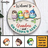 Personalized Welcome To Grandma & Grandpa's Nest Round Wood Sign 25384 thumb 1