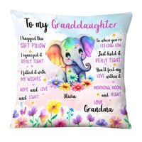Personalized Gift For Granddaughter Watercolor Elephant Pillow 25387 thumb 1
