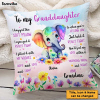 Personalized Gift For Granddaughter Watercolor Elephant Pillow 25387 thumb 1