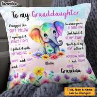Personalized Gift For Granddaughter Watercolor Elephant Pillow 25387 thumb 1