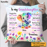 Personalized Gift For Granddaughter Watercolor Elephant Pillow 25387 thumb 1