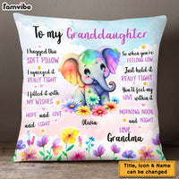 Personalized Gift For Granddaughter Watercolor Elephant Pillow 25387 thumb 1