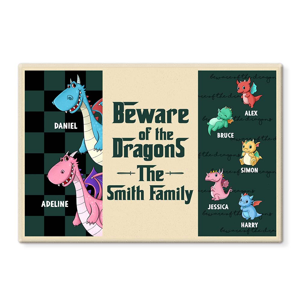 Personalized Beware Of The Dragons Doormat 25393 Primary Mockup