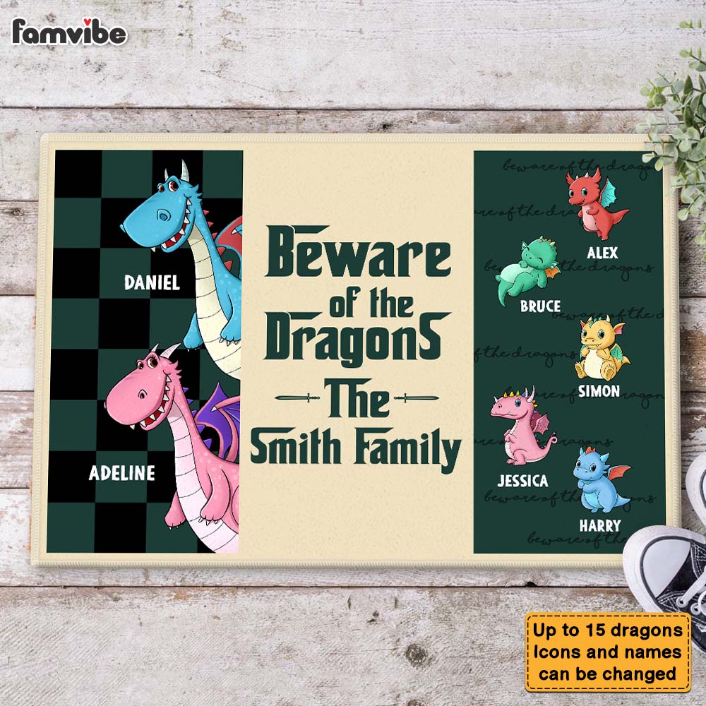 Personalized Beware Of The Dragons Doormat 25393 Primary Mockup
