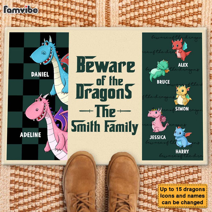 Personalized Beware Of The Dragons Doormat 25393 1