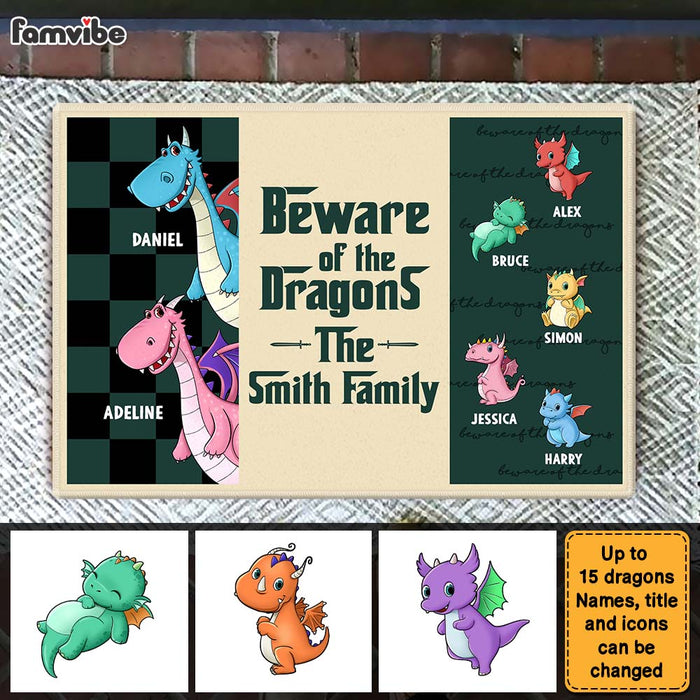 Personalized Beware Of The Dragons Doormat 25393 1