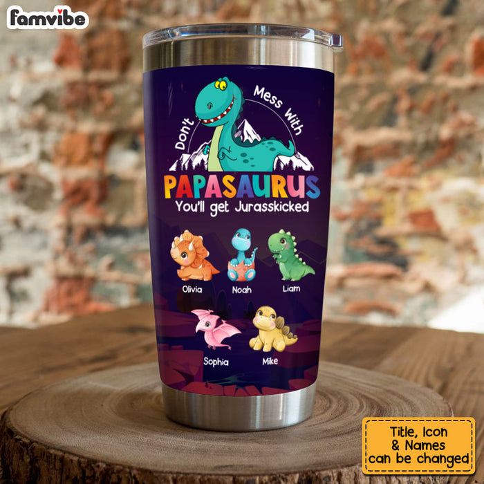 Personalized Gift Papasaurus Steel Tumbler 23481 25418 1