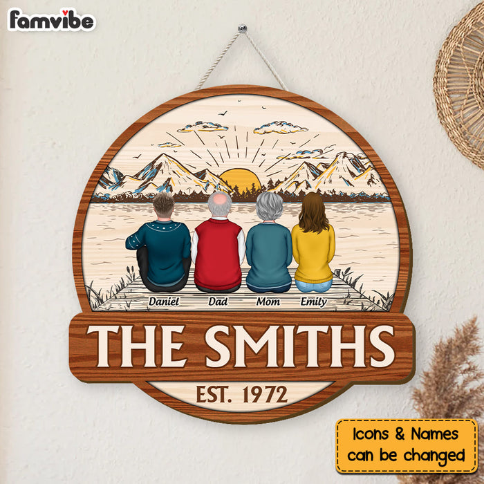 Personalized Family Lake View Wood Sign 25438 1