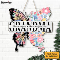 Personalized Grandma Butterfly Flowers Wood Sign 25440 thumb 1