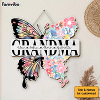 Personalized Grandma Butterfly Flowers Wood Sign 25440 thumb 1