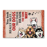 Personalized Our Dogs Tilts Their Heads Funny Doormat 25450 thumb 1