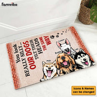 Personalized Our Dogs Tilts Their Heads Funny Doormat 25450 thumb 1