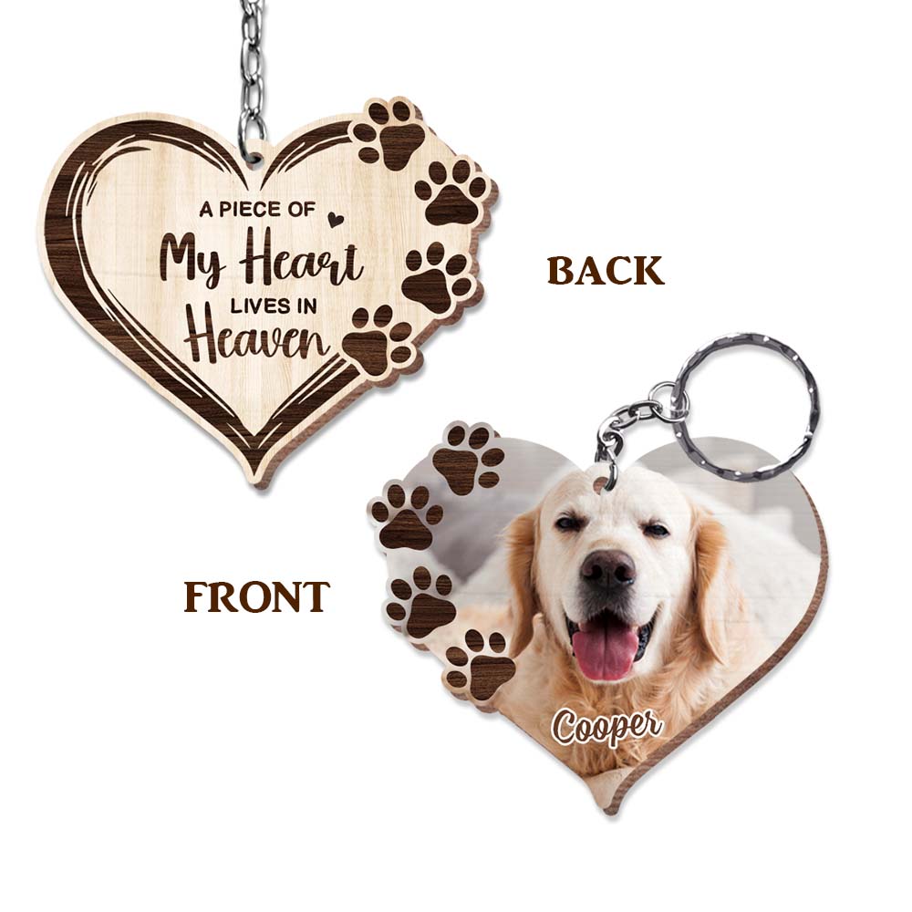 Personalized Dog Memorial Gift Photo Wood Keychain 25454 Primary Mockup