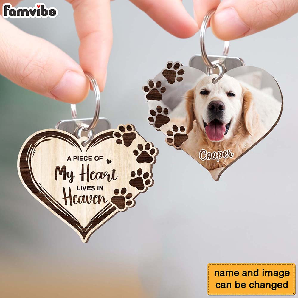 Personalized Dog Memorial Gift Photo Wood Keychain 25454 Primary Mockup