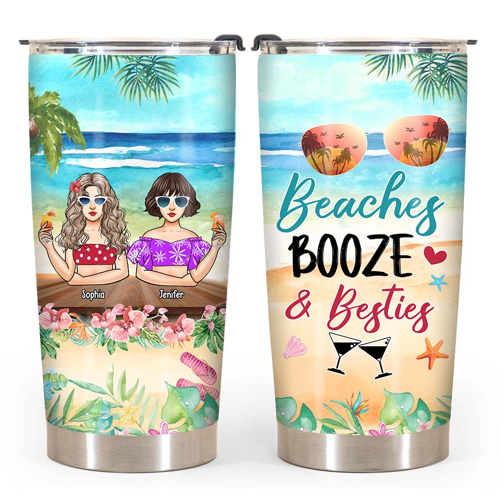Personalized Beaches, Booze And Friends Steel Tumbler 25460 Primary Mockup