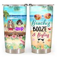 Personalized Beaches, Booze And Friends Steel Tumbler 25460 thumb 1