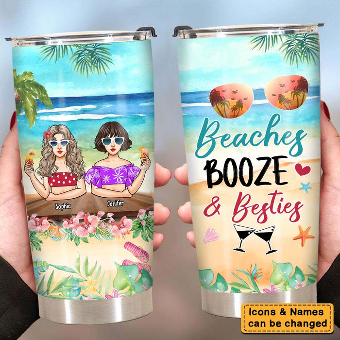 Personalized Beaches, Booze And Friends Steel Tumbler 25460 1