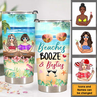 Personalized Beaches, Booze And Friends Steel Tumbler 25460 thumb 1