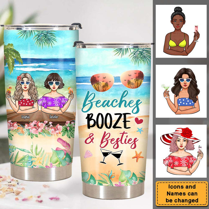 Personalized Beaches, Booze And Friends Steel Tumbler 25460 1