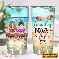 Personalized Beaches, Booze And Friends Steel Tumbler 25460 thumb 1