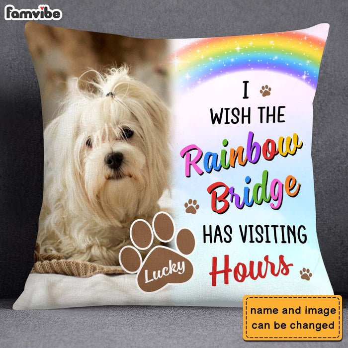 Personalized Dog Memorial Gift I Wish The Rainbow Bridge Has Visiting Hours Pillow 25475 1