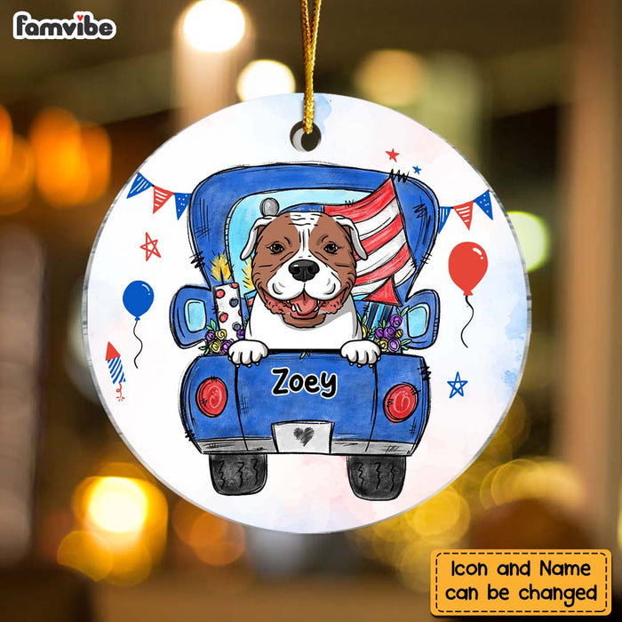 Personalized Gift Happy Independence Day Dog Circle Ornament 25476 1