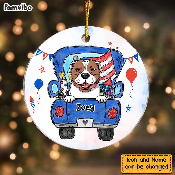 Personalized Gift Happy Independence Day Dog Circle Ornament 25476 1