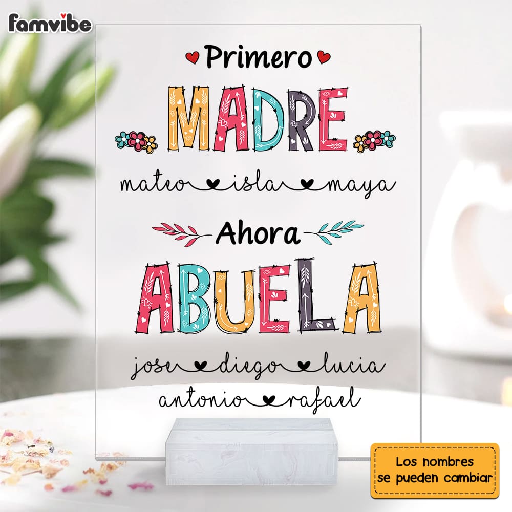 Personalized Grandma Abuela Spanish Acrylic Plaque Primary Mockup