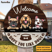 Personalized Hope You Like Dogs Round Wood Sign 25489 thumb 1