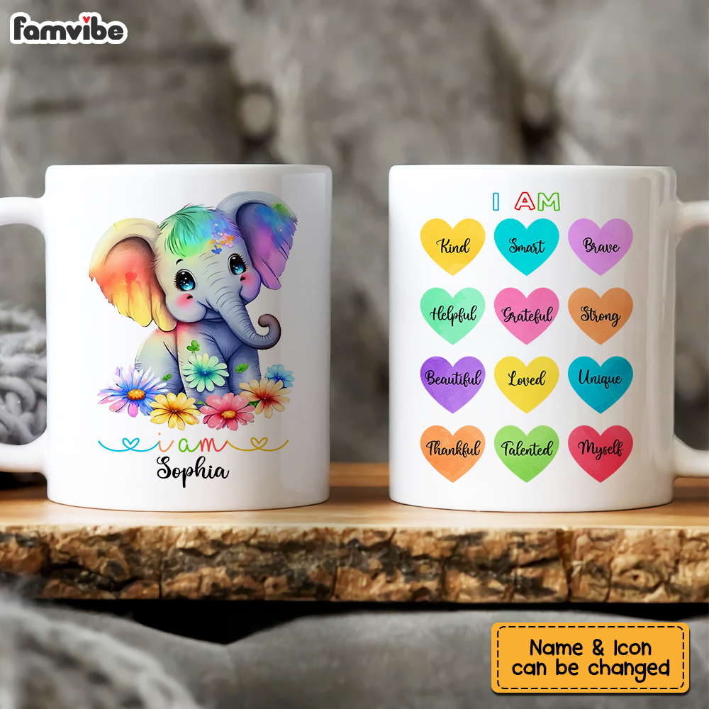 Personalized Gift for Daughter Granddaughter Affirmation Elephant Mug 25494 Primary Mockup